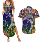 Personalised Indigenous Naidoc Week 2025 Couples Matching Summer Maxi Dress and Hawaiian Shirt Aboriginal and Torres Strait Islands Dhari Mask