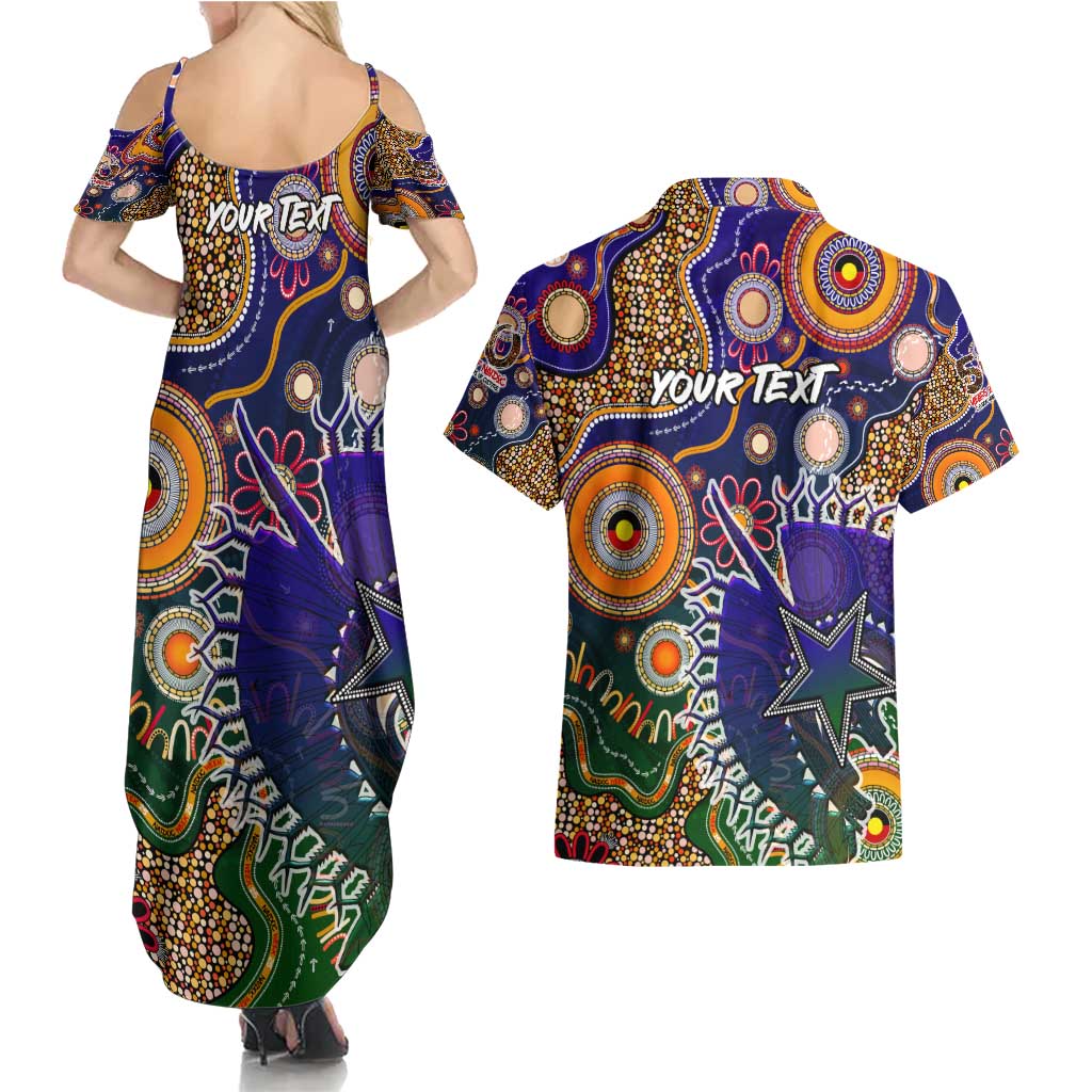 Personalised Indigenous Naidoc Week 2025 Couples Matching Summer Maxi Dress and Hawaiian Shirt Aboriginal and Torres Strait Islands Dhari Mask