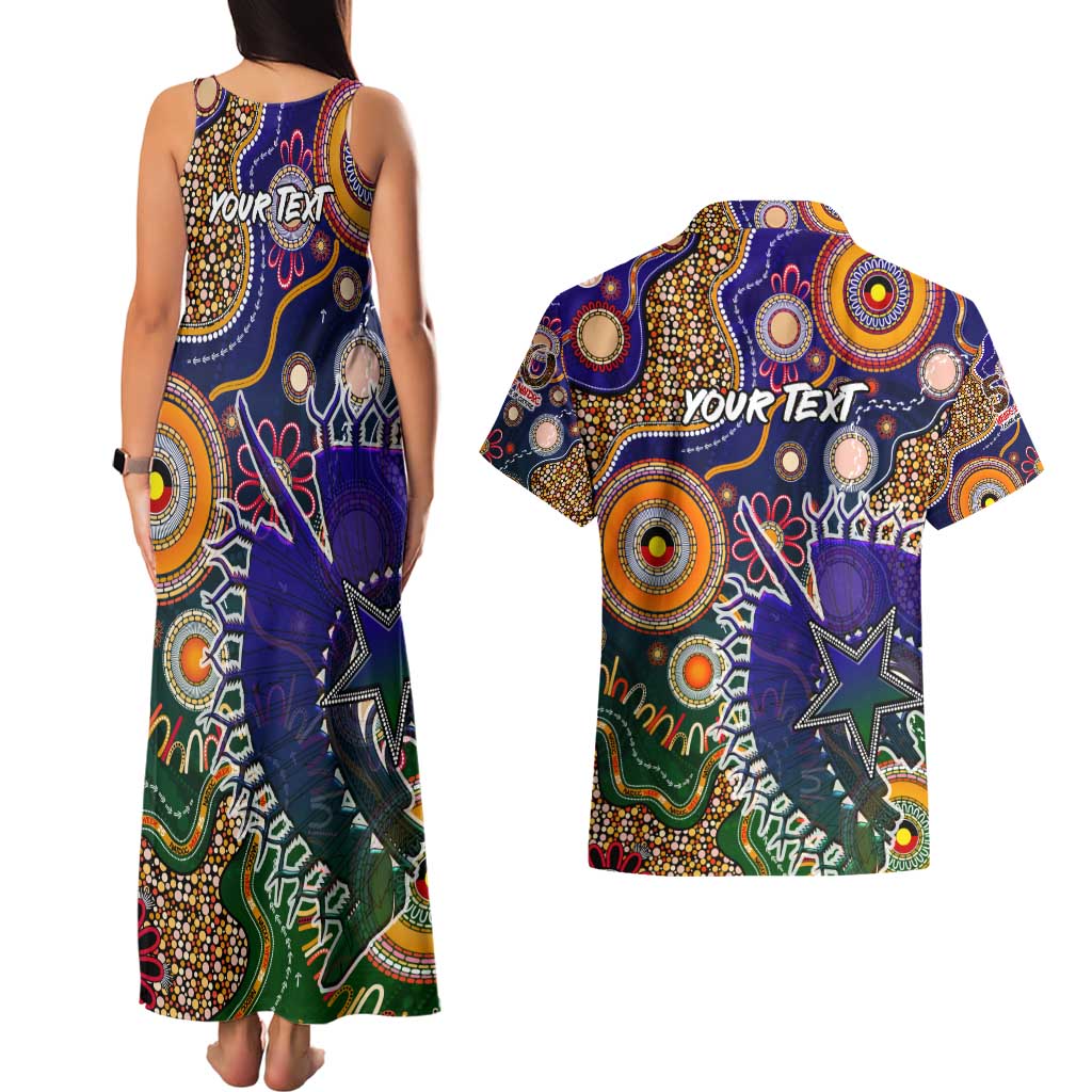 Personalised Indigenous Naidoc Week 2025 Couples Matching Tank Maxi Dress and Hawaiian Shirt Aboriginal and Torres Strait Islands Dhari Mask