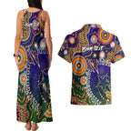 Personalised Indigenous Naidoc Week 2025 Couples Matching Tank Maxi Dress and Hawaiian Shirt Aboriginal and Torres Strait Islands Dhari Mask