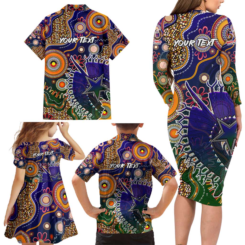 Personalised Indigenous Naidoc Week 2025 Family Matching Long Sleeve Bodycon Dress and Hawaiian Shirt Aboriginal and Torres Strait Islands Dhari Mask