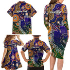 Personalised Indigenous Naidoc Week 2025 Family Matching Long Sleeve Bodycon Dress and Hawaiian Shirt Aboriginal and Torres Strait Islands Dhari Mask