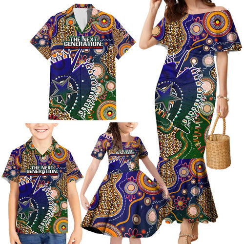 Personalised Indigenous Naidoc Week 2025 Family Matching Mermaid Dress and Hawaiian Shirt Aboriginal and Torres Strait Islands Dhari Mask