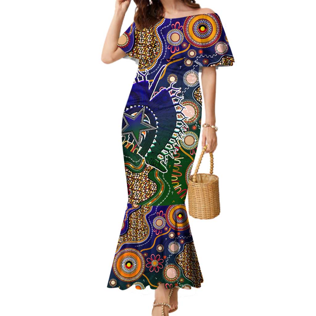 Personalised Indigenous Naidoc Week 2025 Family Matching Mermaid Dress and Hawaiian Shirt Aboriginal and Torres Strait Islands Dhari Mask