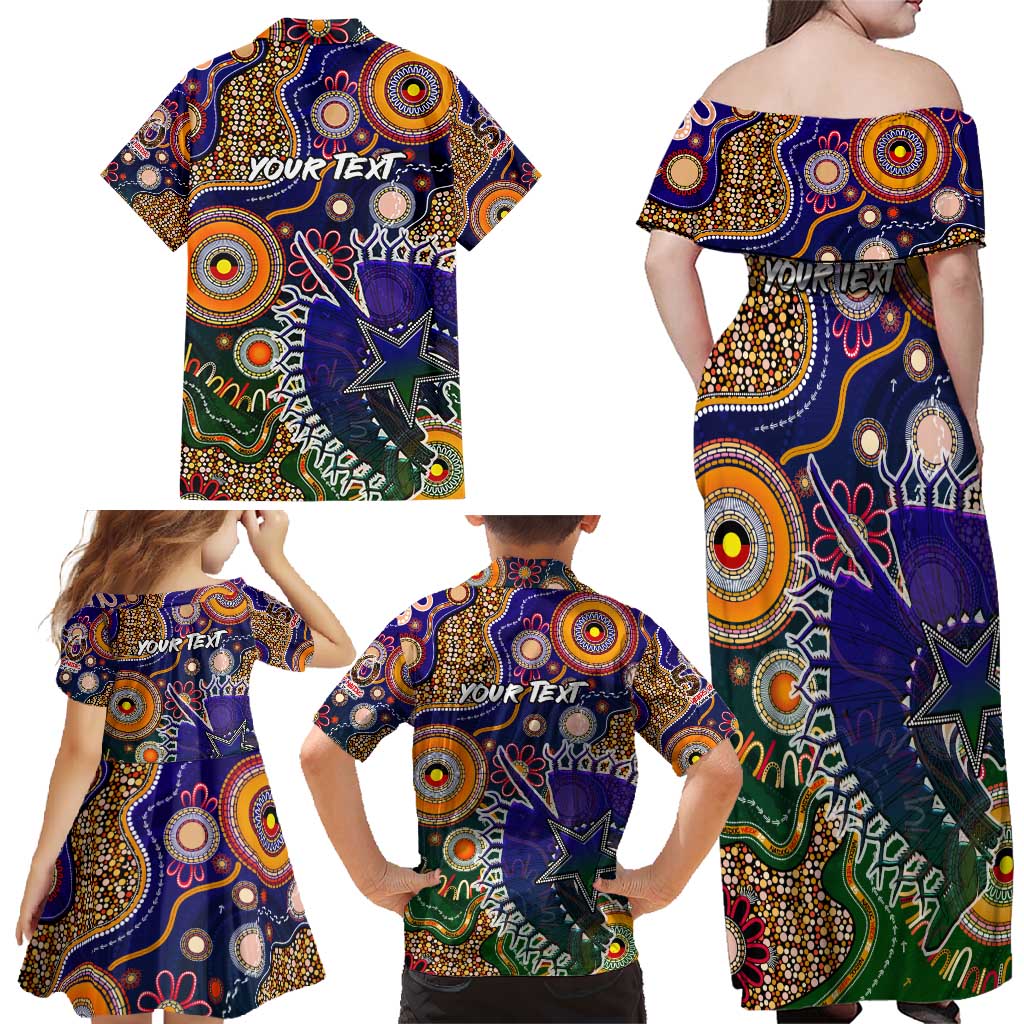 Personalised Indigenous Naidoc Week 2025 Family Matching Off Shoulder Maxi Dress and Hawaiian Shirt Aboriginal and Torres Strait Islands Dhari Mask