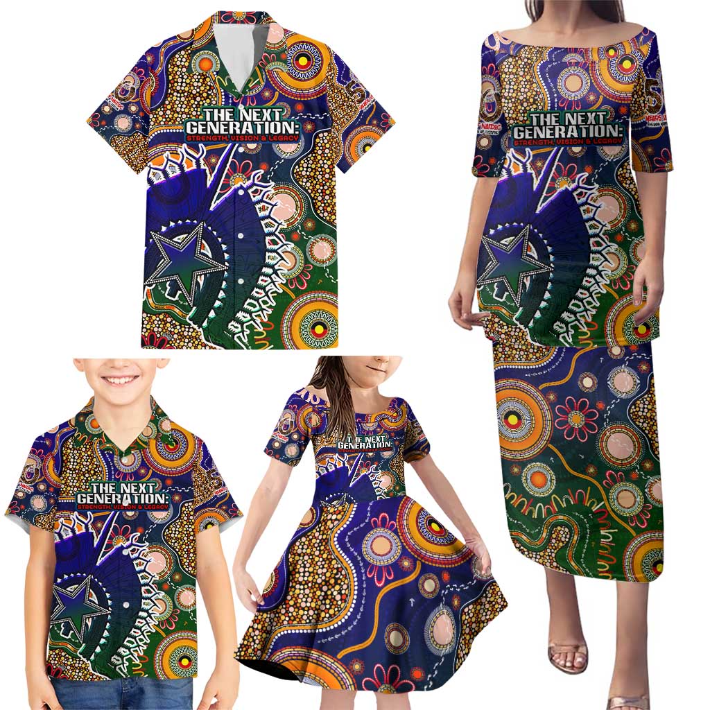 Personalised Indigenous Naidoc Week 2025 Family Matching Puletasi and Hawaiian Shirt Aboriginal and Torres Strait Islands Dhari Mask