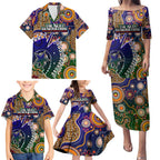 Personalised Indigenous Naidoc Week 2025 Family Matching Puletasi and Hawaiian Shirt Aboriginal and Torres Strait Islands Dhari Mask