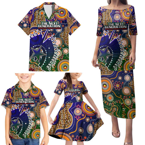 Personalised Indigenous Naidoc Week 2025 Family Matching Puletasi and Hawaiian Shirt Aboriginal and Torres Strait Islands Dhari Mask