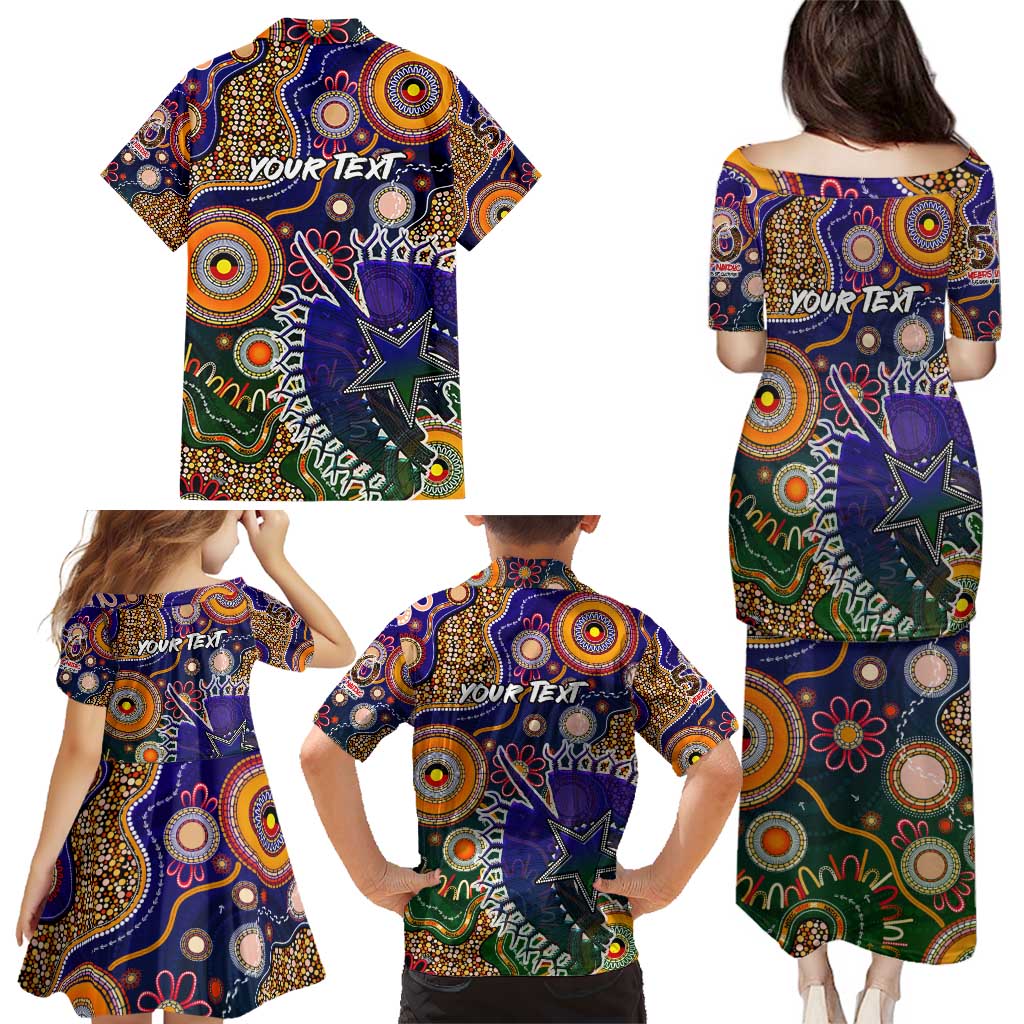Personalised Indigenous Naidoc Week 2025 Family Matching Puletasi and Hawaiian Shirt Aboriginal and Torres Strait Islands Dhari Mask