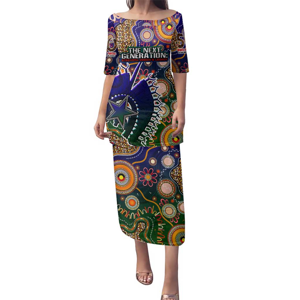 Personalised Indigenous Naidoc Week 2025 Family Matching Puletasi and Hawaiian Shirt Aboriginal and Torres Strait Islands Dhari Mask