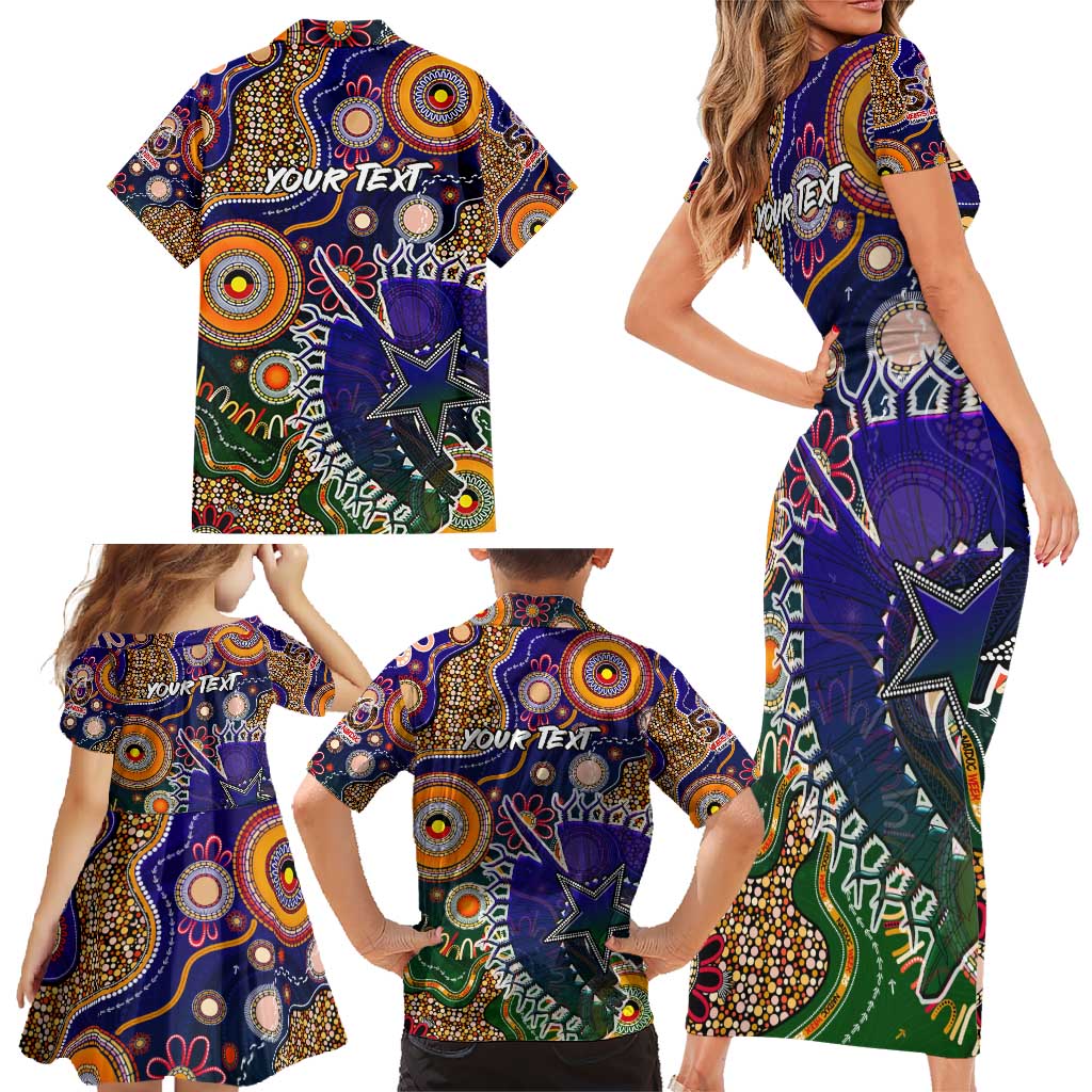Personalised Indigenous Naidoc Week 2025 Family Matching Short Sleeve Bodycon Dress and Hawaiian Shirt Aboriginal and Torres Strait Islands Dhari Mask
