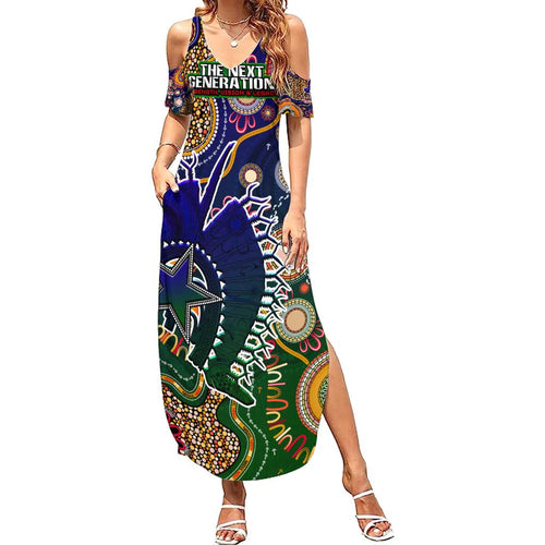 Personalised Indigenous Naidoc Week 2025 Family Matching Summer Maxi Dress and Hawaiian Shirt Aboriginal and Torres Strait Islands Dhari Mask