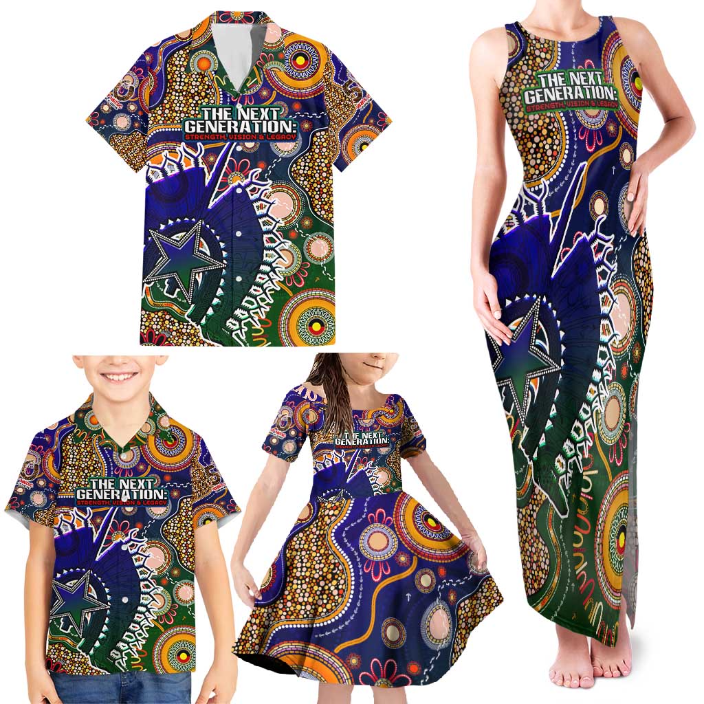 Personalised Indigenous Naidoc Week 2025 Family Matching Tank Maxi Dress and Hawaiian Shirt Aboriginal and Torres Strait Islands Dhari Mask