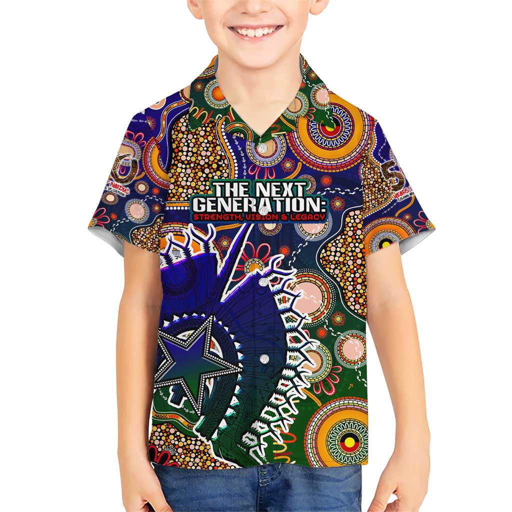Personalised Indigenous Naidoc Week 2025 Kid Hawaiian Shirt Aboriginal and Torres Strait Islands Dhari Mask