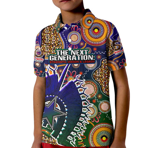 Personalised Indigenous Naidoc Week 2025 Kid Polo Shirt Aboriginal and Torres Strait Islands Dhari Mask