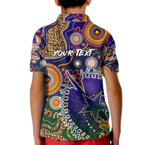 Personalised Indigenous Naidoc Week 2025 Kid Polo Shirt Aboriginal and Torres Strait Islands Dhari Mask