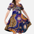 Personalised Indigenous Naidoc Week 2025 Kid Short Sleeve Dress Aboriginal and Torres Strait Islands Dhari Mask