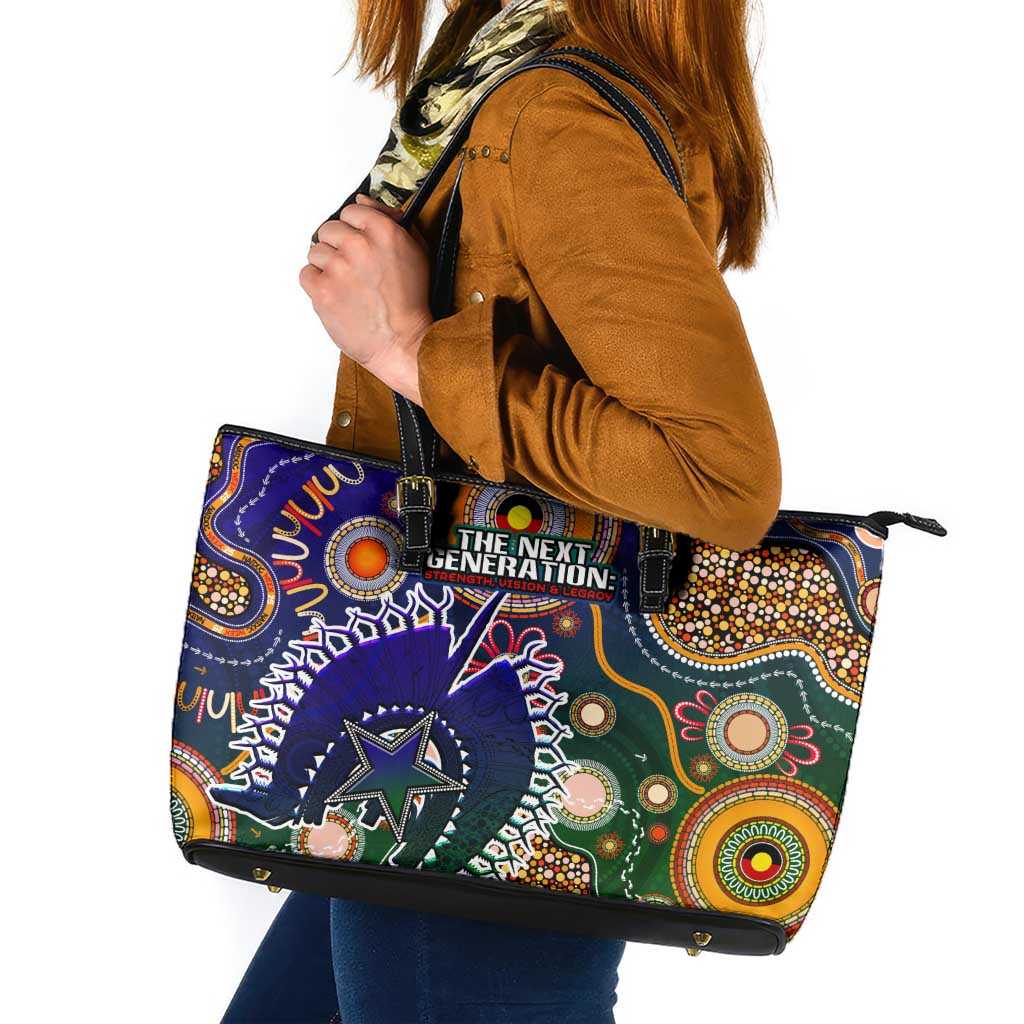 Indigenous Naidoc Week 2025 Leather Tote Bag Aboriginal and Torres Strait Islands Dhari Mask