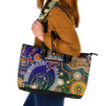 Indigenous Naidoc Week 2025 Leather Tote Bag Aboriginal and Torres Strait Islands Dhari Mask