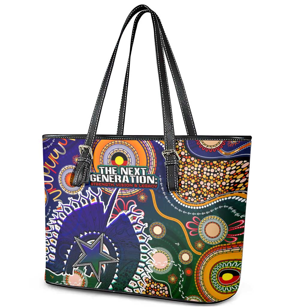 Indigenous Naidoc Week 2025 Leather Tote Bag Aboriginal and Torres Strait Islands Dhari Mask