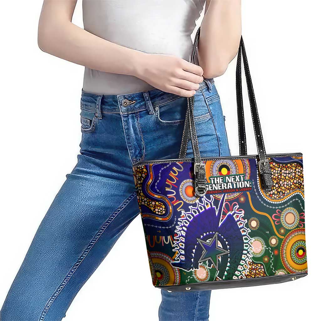 Indigenous Naidoc Week 2025 Leather Tote Bag Aboriginal and Torres Strait Islands Dhari Mask