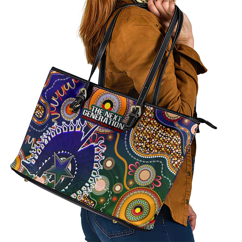 Indigenous Naidoc Week 2025 Leather Tote Bag Aboriginal and Torres Strait Islands Dhari Mask
