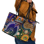 Indigenous Naidoc Week 2025 Leather Tote Bag Aboriginal and Torres Strait Islands Dhari Mask