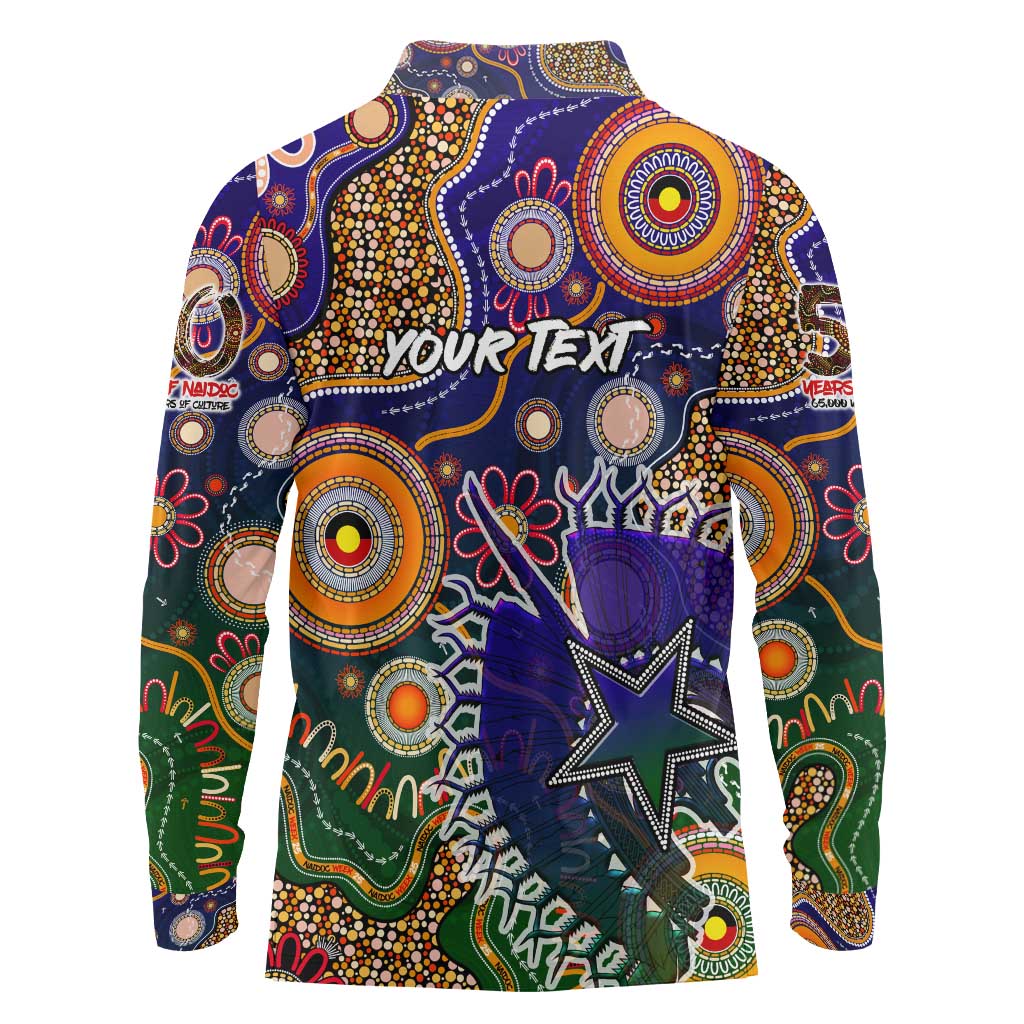 Personalised Indigenous Naidoc Week 2025 Long Sleeve Polo Shirt Aboriginal and Torres Strait Islands Dhari Mask