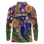 Personalised Indigenous Naidoc Week 2025 Long Sleeve Polo Shirt Aboriginal and Torres Strait Islands Dhari Mask
