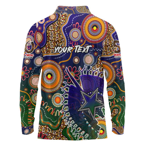 Personalised Indigenous Naidoc Week 2025 Long Sleeve Polo Shirt Aboriginal and Torres Strait Islands Dhari Mask