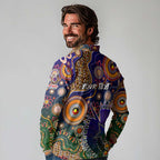 Personalised Indigenous Naidoc Week 2025 Long Sleeve Polo Shirt Aboriginal and Torres Strait Islands Dhari Mask