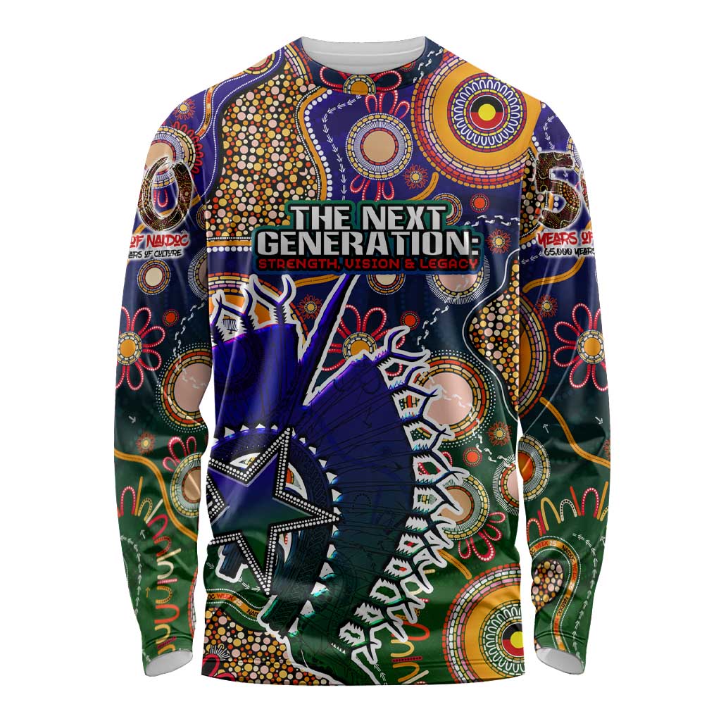 Personalised Indigenous Naidoc Week 2025 Long Sleeve Shirt Aboriginal and Torres Strait Islands Dhari Mask