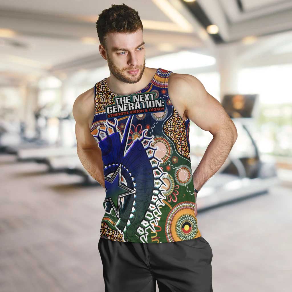 Personalised Indigenous Naidoc Week 2025 Men Tank Top Aboriginal and Torres Strait Islands Dhari Mask