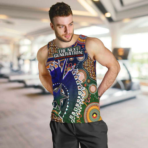 Personalised Indigenous Naidoc Week 2025 Men Tank Top Aboriginal and Torres Strait Islands Dhari Mask