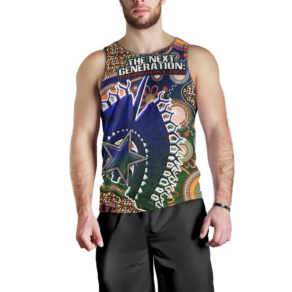 Personalised Indigenous Naidoc Week 2025 Men Tank Top Aboriginal and Torres Strait Islands Dhari Mask