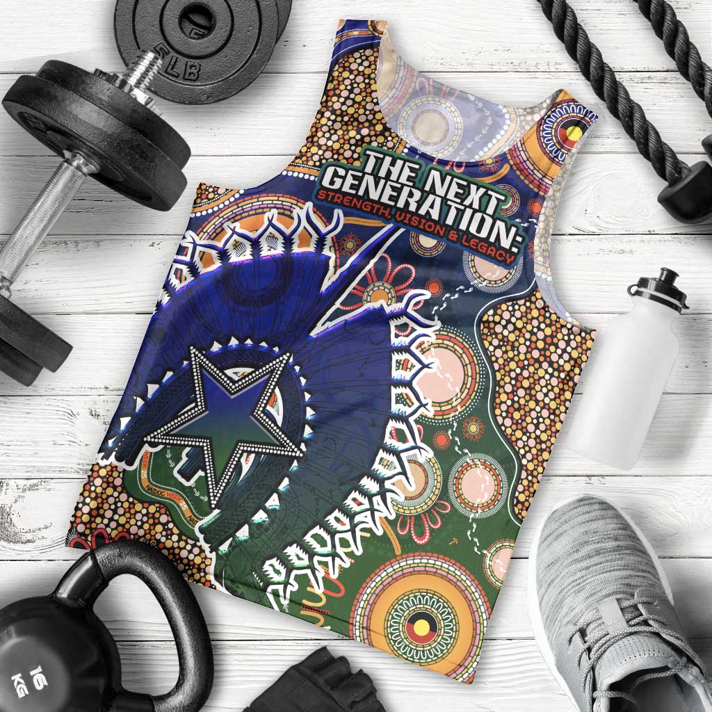 Personalised Indigenous Naidoc Week 2025 Men Tank Top Aboriginal and Torres Strait Islands Dhari Mask