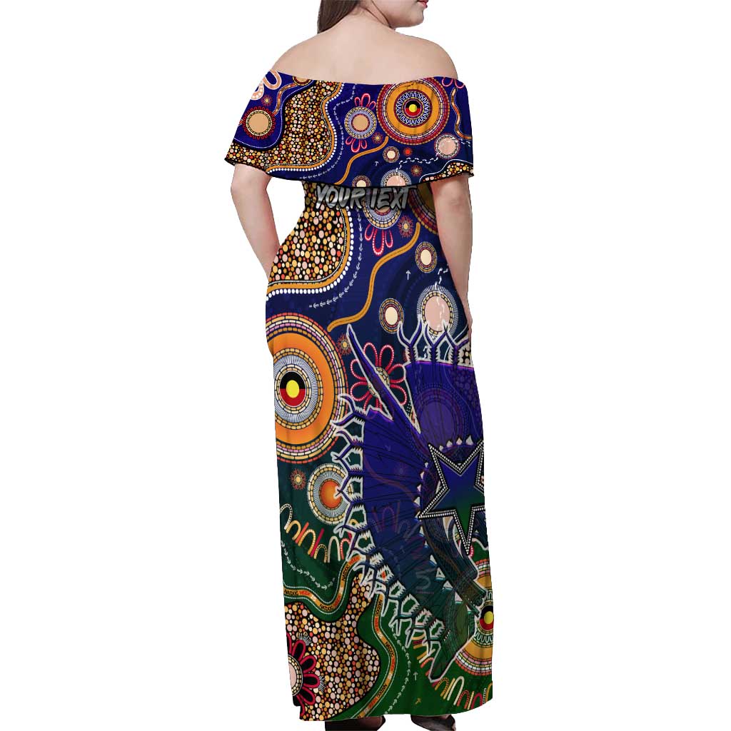 Personalised Indigenous Naidoc Week 2025 Off Shoulder Maxi Dress Aboriginal and Torres Strait Islands Dhari Mask