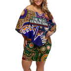 Personalised Indigenous Naidoc Week 2025 Off Shoulder Short Dress Aboriginal and Torres Strait Islands Dhari Mask