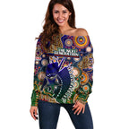 Personalised Indigenous Naidoc Week 2025 Off Shoulder Sweater Aboriginal and Torres Strait Islands Dhari Mask
