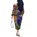 Personalised Indigenous Naidoc Week 2025 Off The Shoulder Long Sleeve Dress Aboriginal and Torres Strait Islands Dhari Mask