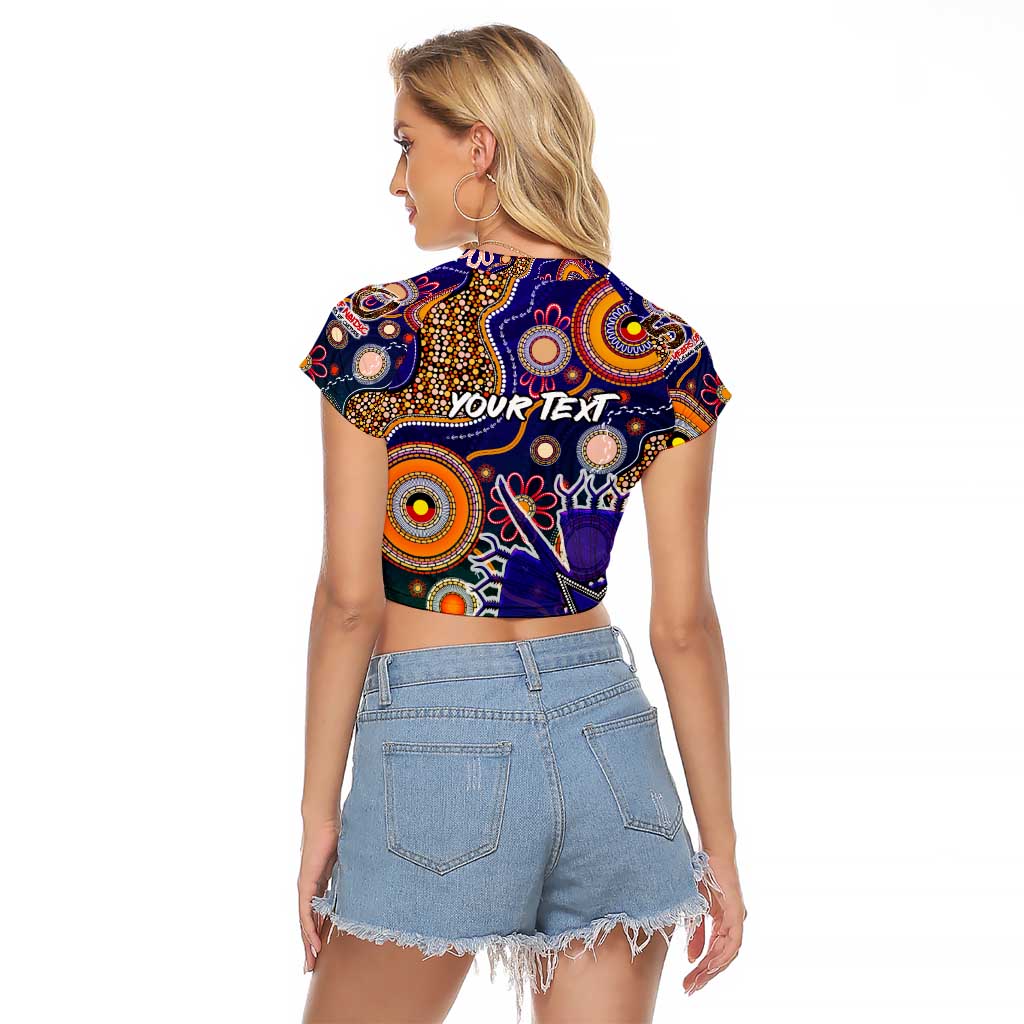 Personalised Indigenous Naidoc Week 2025 Raglan Cropped T Shirt Aboriginal and Torres Strait Islands Dhari Mask
