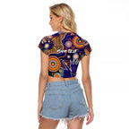 Personalised Indigenous Naidoc Week 2025 Raglan Cropped T Shirt Aboriginal and Torres Strait Islands Dhari Mask