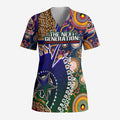 Personalised Indigenous Naidoc Week 2025 Scrub Top Aboriginal and Torres Strait Islands Dhari Mask - Aussie Hoodie