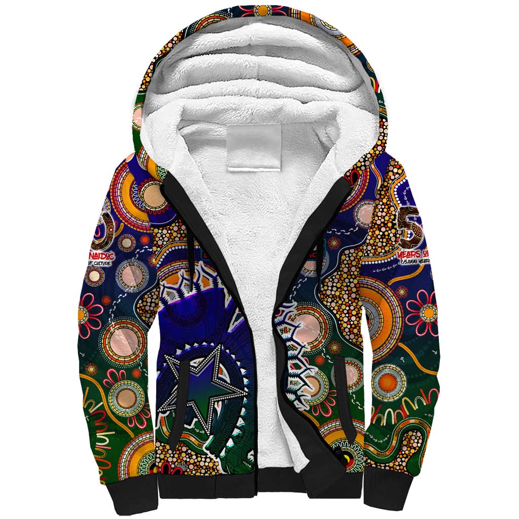Personalised Indigenous Naidoc Week 2025 Sherpa Hoodie Aboriginal and Torres Strait Islands Dhari Mask