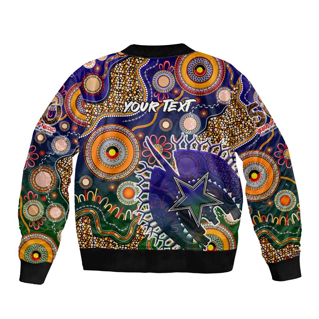 Personalised Indigenous Naidoc Week 2025 Sleeve Zip Bomber Jacket Aboriginal and Torres Strait Islands Dhari Mask