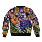 Personalised Indigenous Naidoc Week 2025 Sleeve Zip Bomber Jacket Aboriginal and Torres Strait Islands Dhari Mask