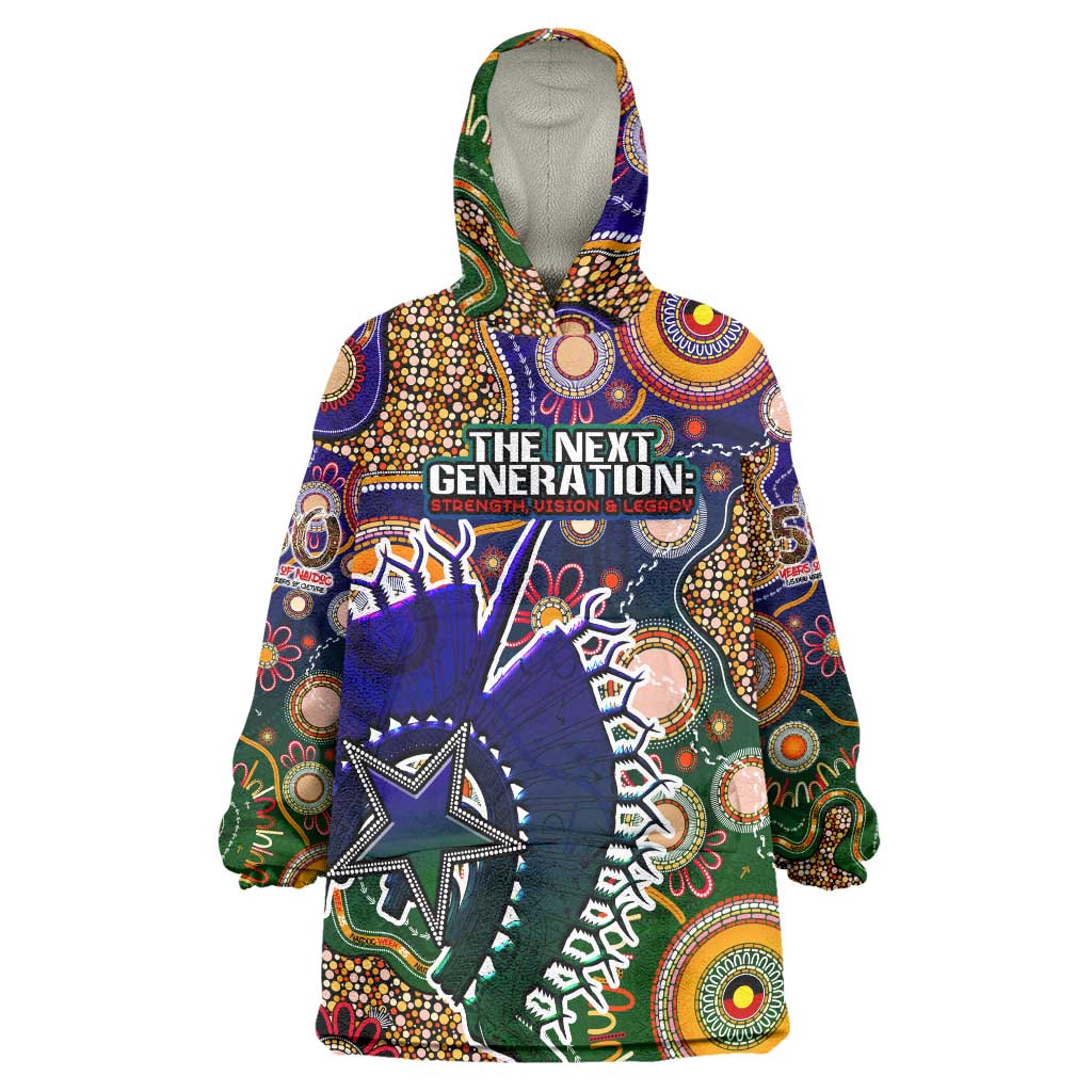 Personalised Indigenous Naidoc Week 2025 Wearable Blanket Hoodie Aboriginal and Torres Strait Islands Dhari Mask