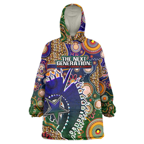Personalised Indigenous Naidoc Week 2025 Wearable Blanket Hoodie Aboriginal and Torres Strait Islands Dhari Mask