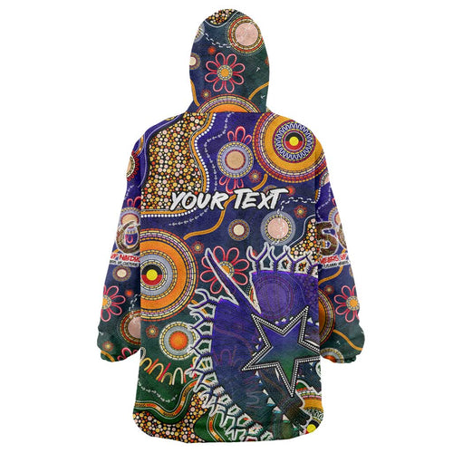 Personalised Indigenous Naidoc Week 2025 Wearable Blanket Hoodie Aboriginal and Torres Strait Islands Dhari Mask