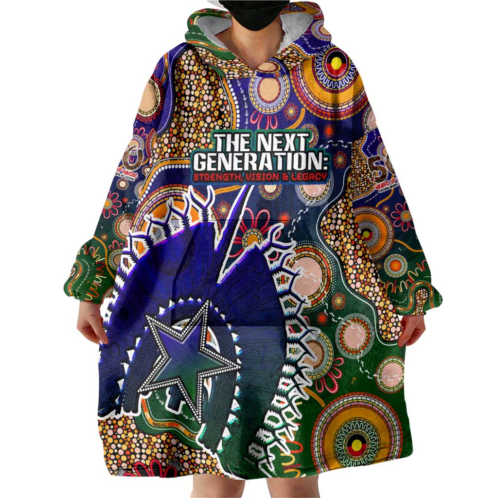 Personalised Indigenous Naidoc Week 2025 Wearable Blanket Hoodie Aboriginal and Torres Strait Islands Dhari Mask